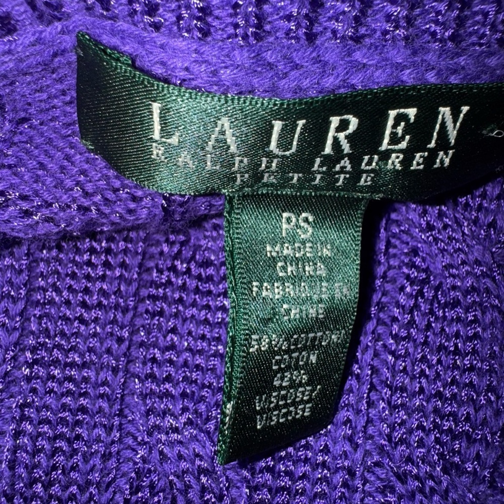 Lauren Ralph Lauren Purple Cable Knit Sweater Women’s Petite Small EUC - Picture 4 of 4
